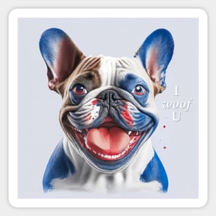 [AI Art] Red, blue and white French Bulldog Sticker